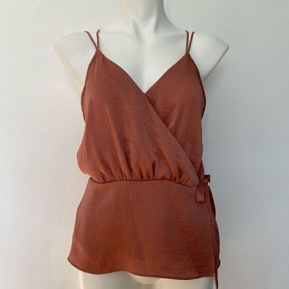 Express Tops - Express Satin Faux Wrap Tank Top